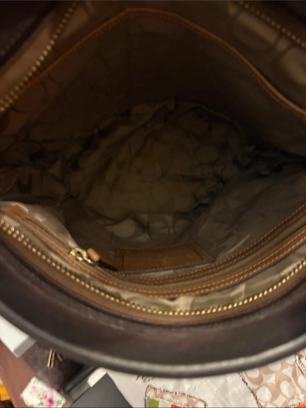 vintage Coach 1992 Duffle Sac bucket bag crafted from dark leather with classic